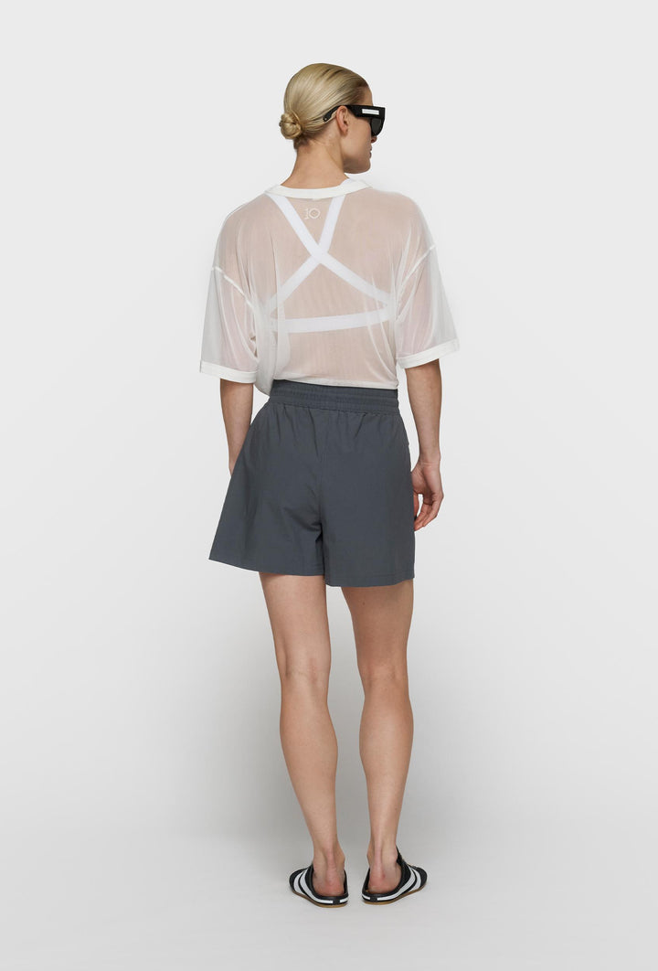 Biały transparentny t-shirt oversize z siateczki