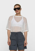 Biały transparentny t-shirt oversize z siateczki