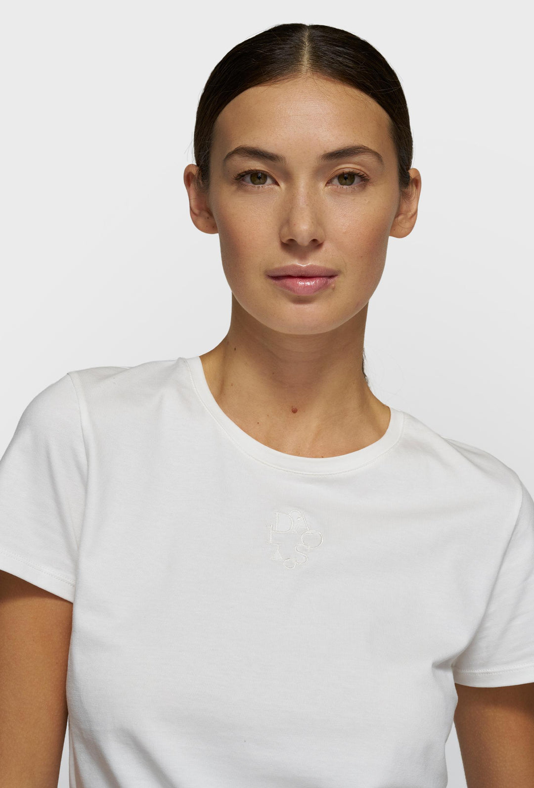 Biały bawełniany t-shirt z haftowanym logo 10DAYS