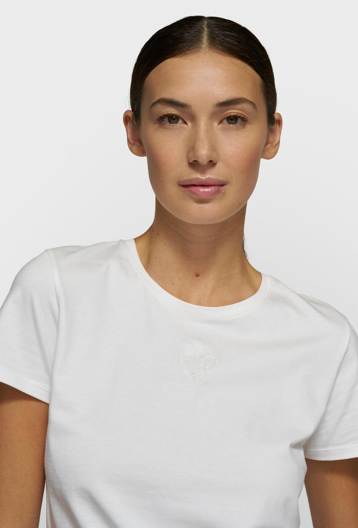 Biały bawełniany t-shirt z haftowanym logo 10DAYS