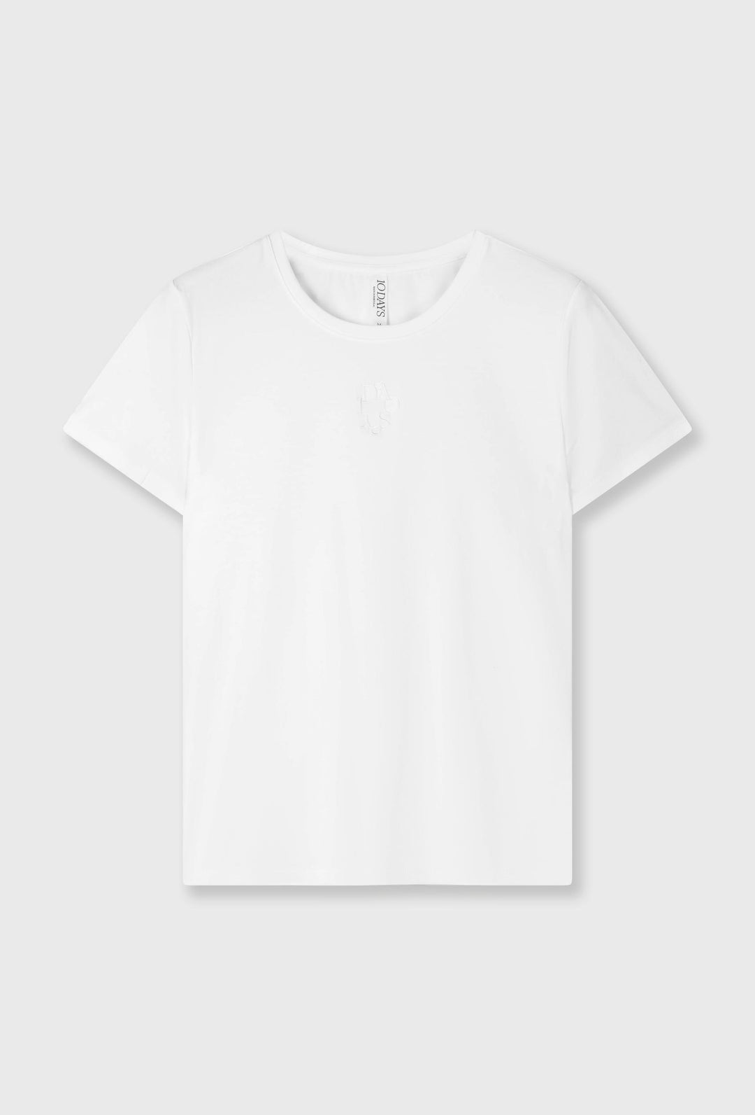 Biały bawełniany t-shirt z haftowanym logo 10DAYS