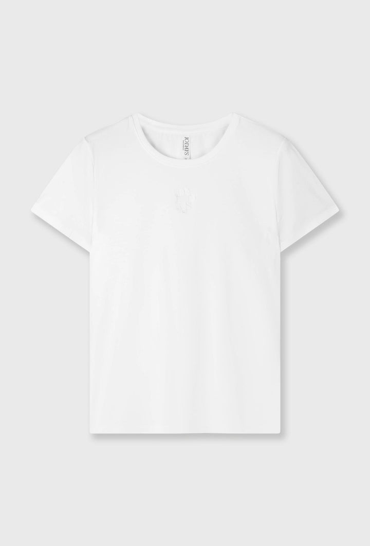 Biały bawełniany t-shirt z haftowanym logo 10DAYS
