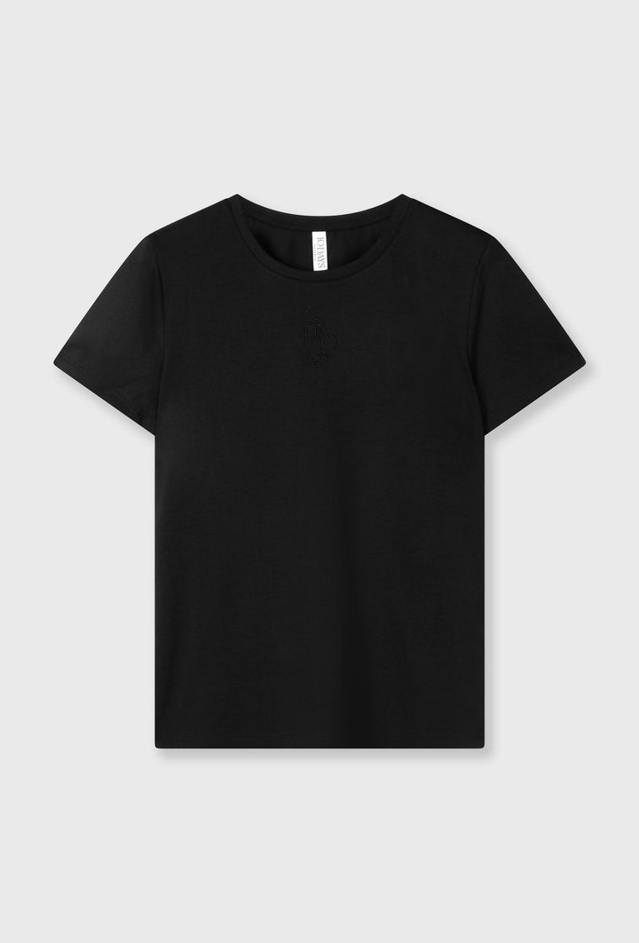 Czarny T-shirt z haftowanym logo