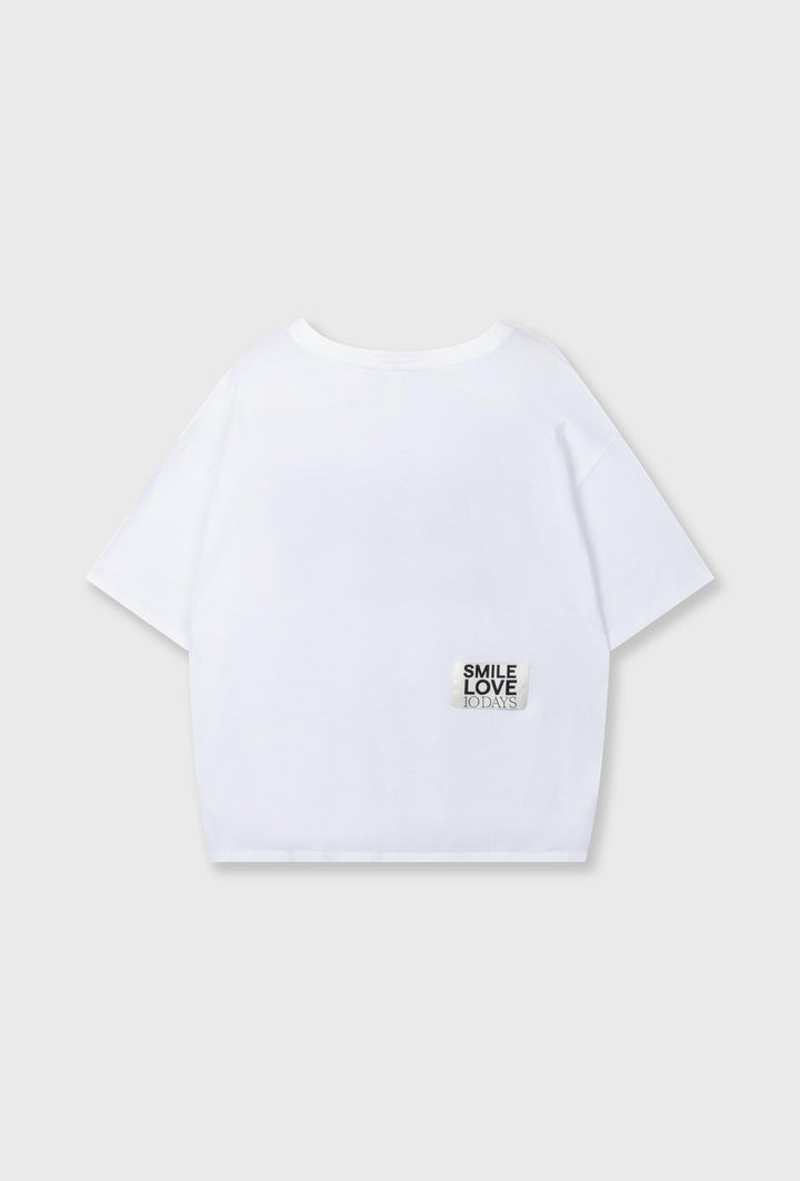 Bawełniany T-shirt oversize z nadrukiem