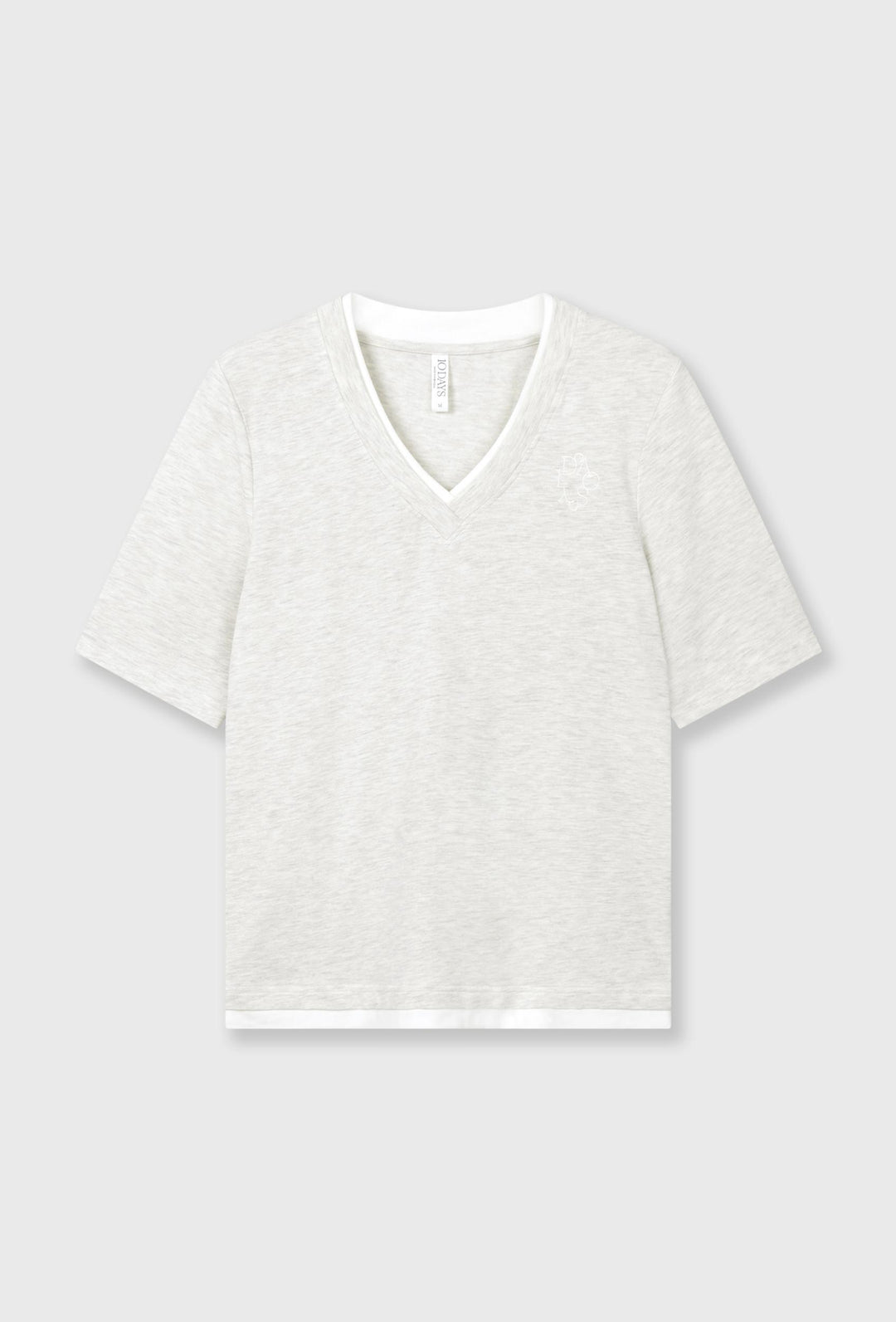 T-shirt z dekoltem V i haftowanym logo