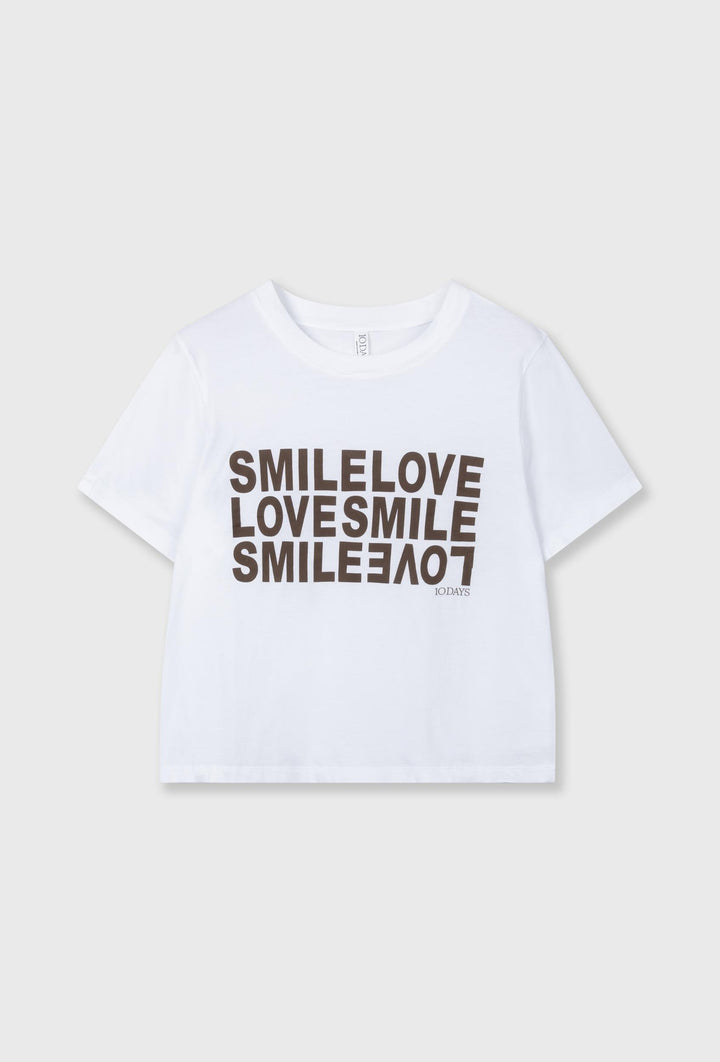 Bawełniany T-shirt z nadrukiem „SMILE LOVE”