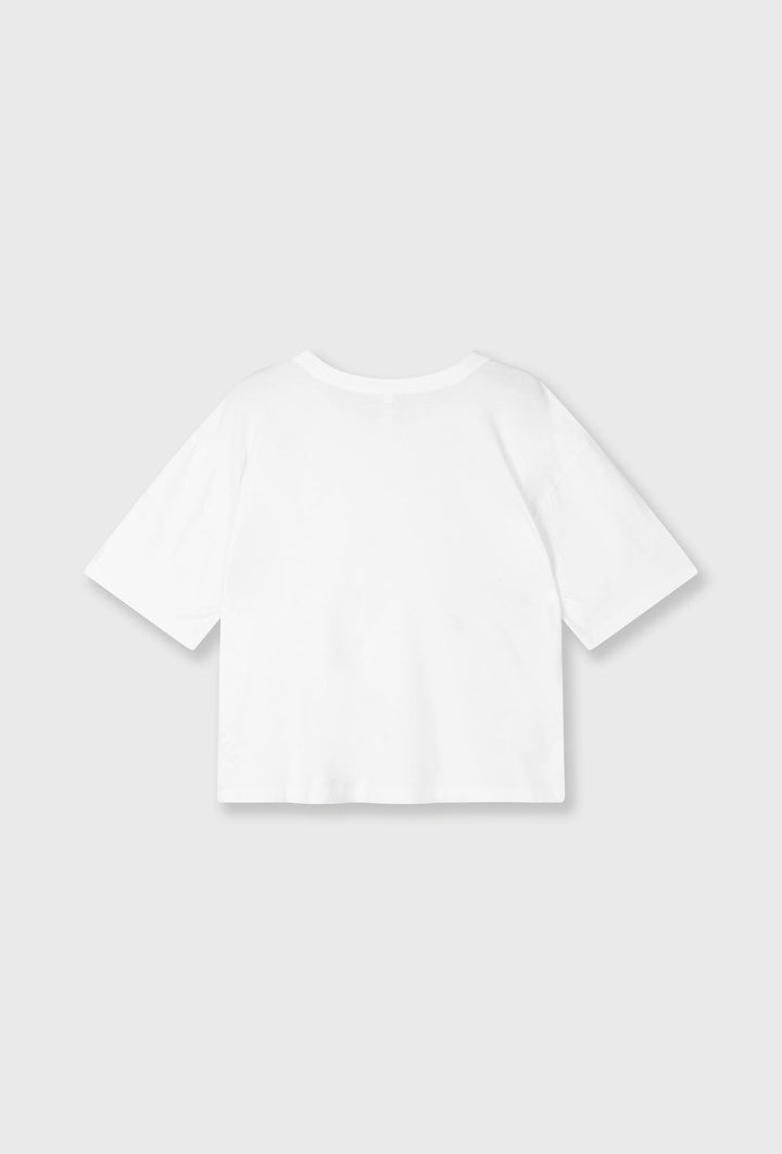 Bawełniany T-shirt oversize z metalicznym nadrukiem