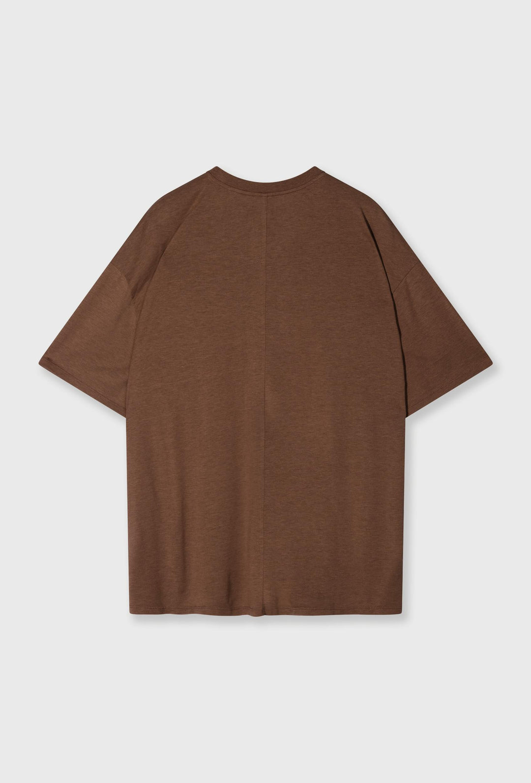 Brązowy t-shirt oversize z minimalistycznym logo