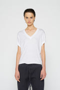 Lniany t-shirt z dekoltem w serek