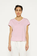 Luźny t-shirt w kolorowe paski