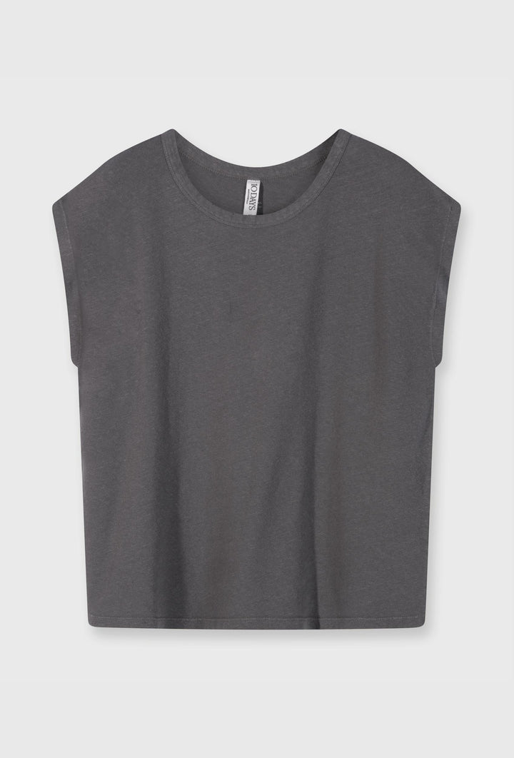 Minimalistyczny top bez rękawów w szarym kolorze