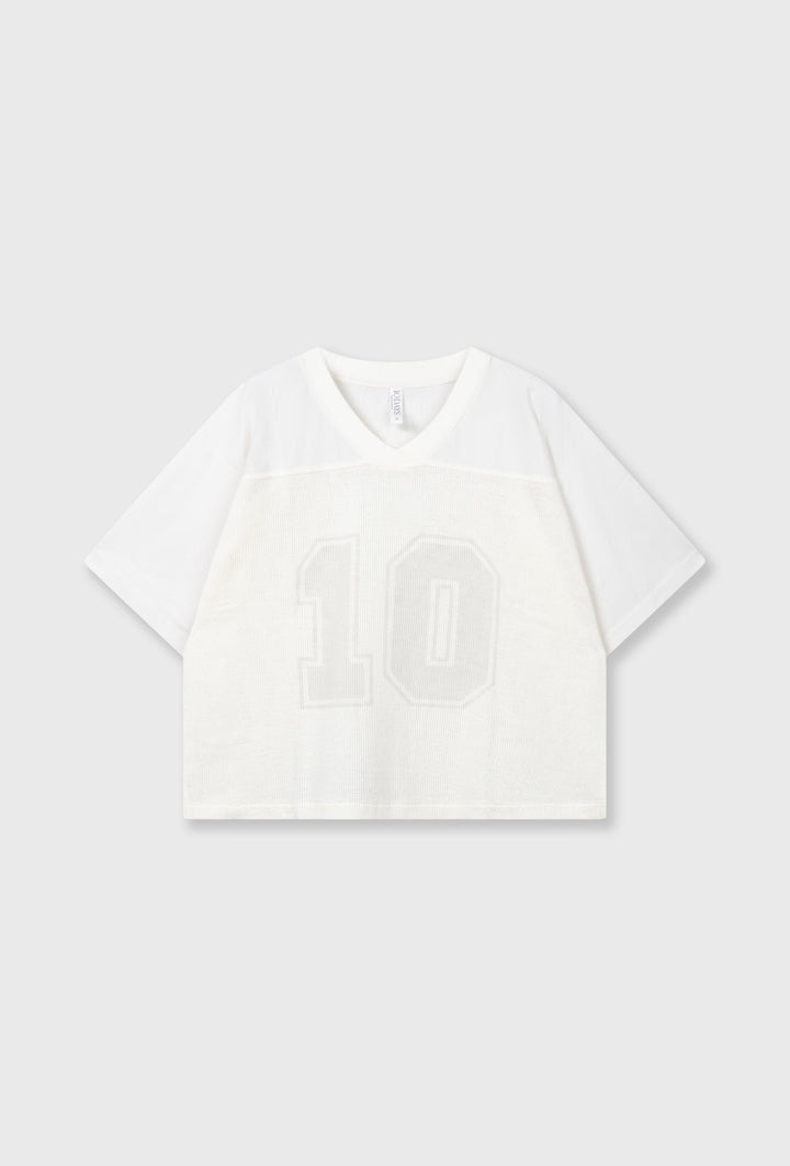 Oversizowy T-shirt o strukturze siatki „10”