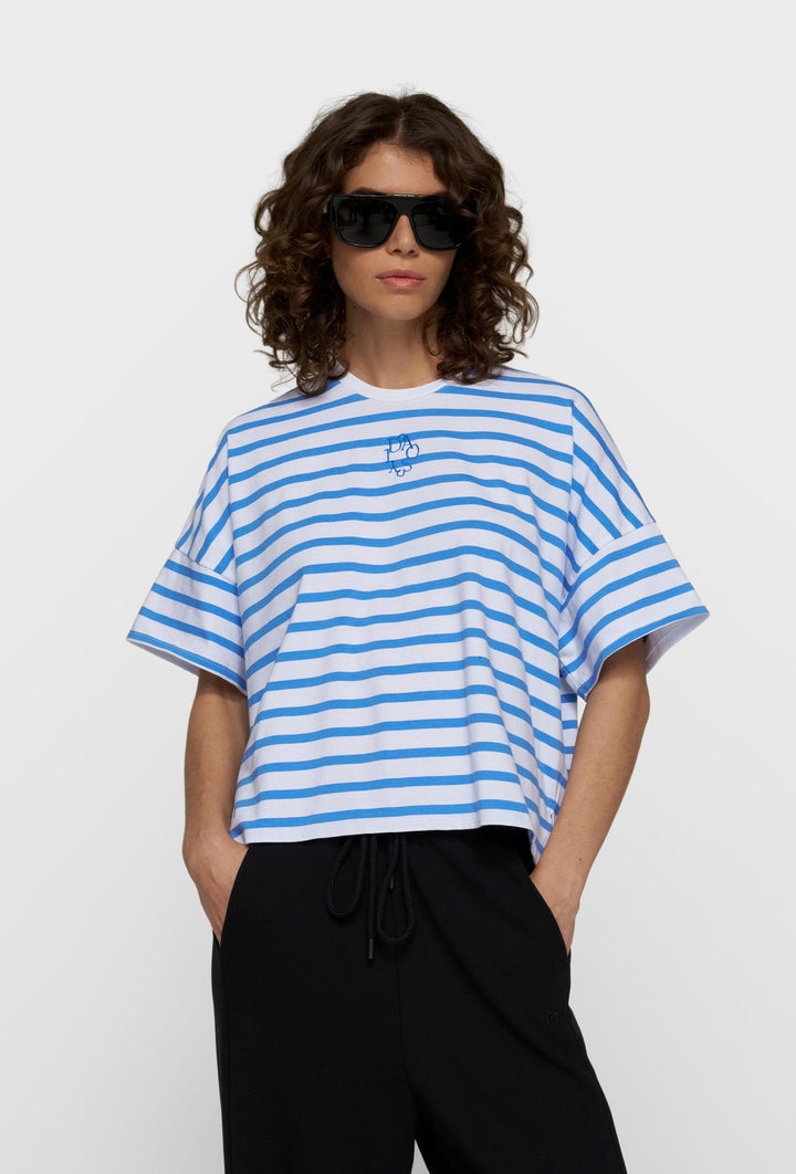 T-shirt damski oversize w niebieskie paski 10DAYS