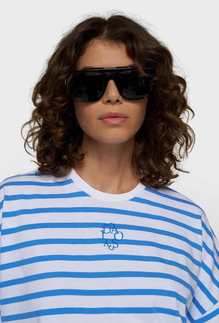 T-shirt damski oversize w niebieskie paski 10DAYS