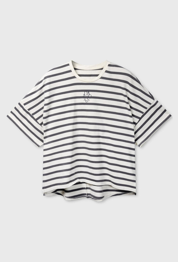 T-shirt damski oversize w grafitowe paski 10DAYS
