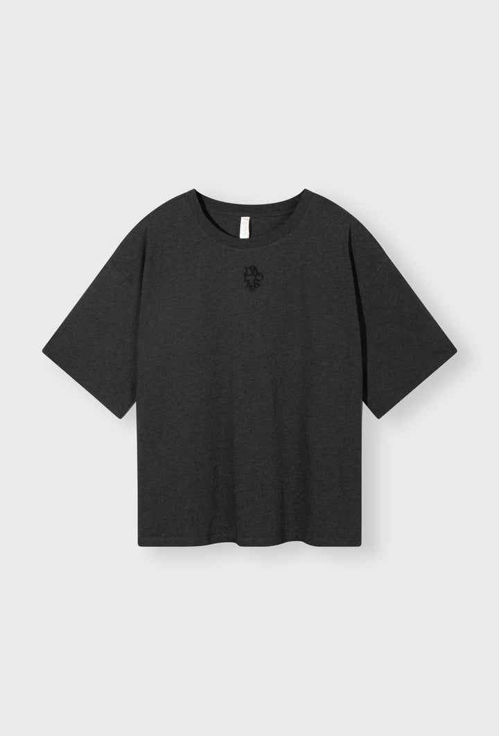 Ciemnoszary t-shirt z kontrastowym nadrukiem