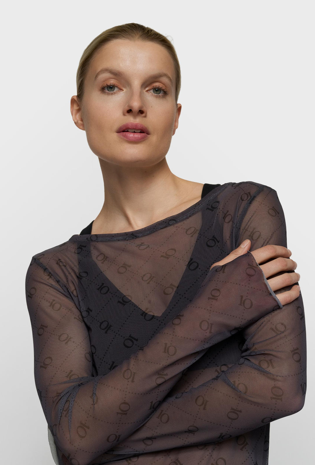 Transparentna bluzka damska z monogramem 10DAYS