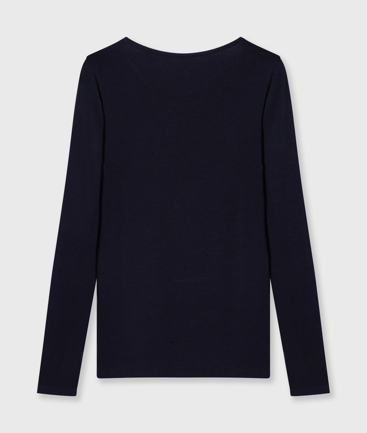Gładki longsleeve w granatowym kolorze