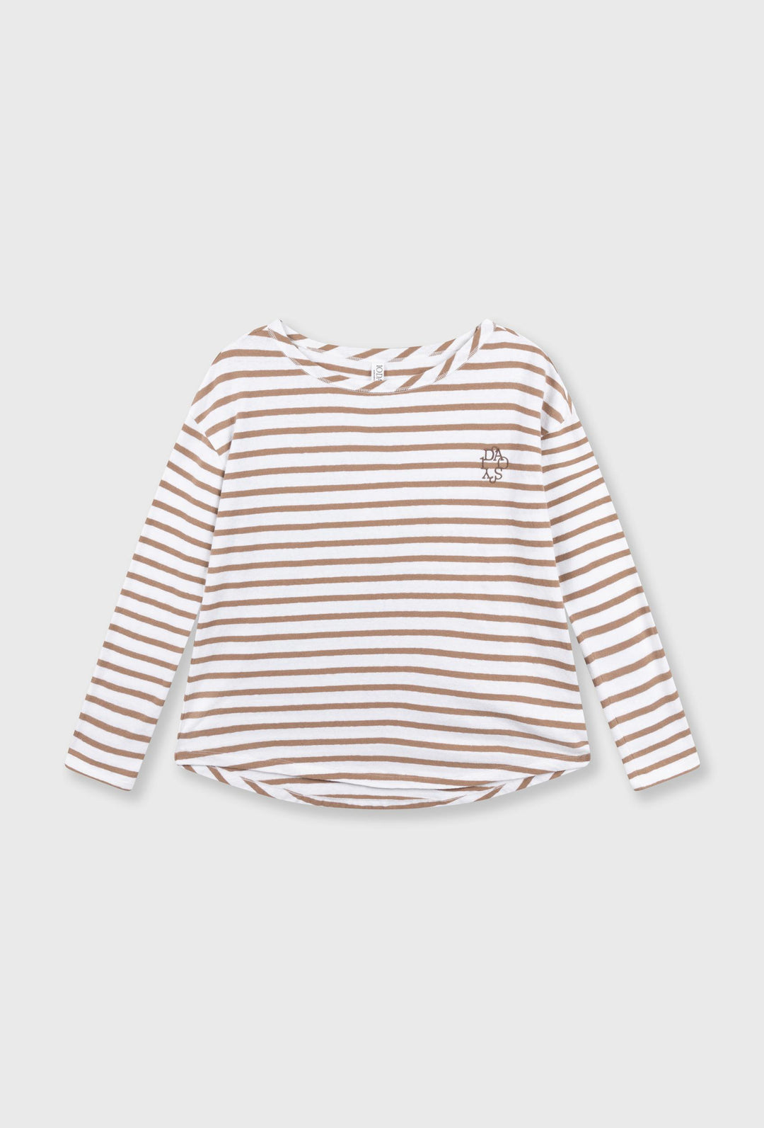 T-shirt z długim rękawem w paski i haftowanym logo