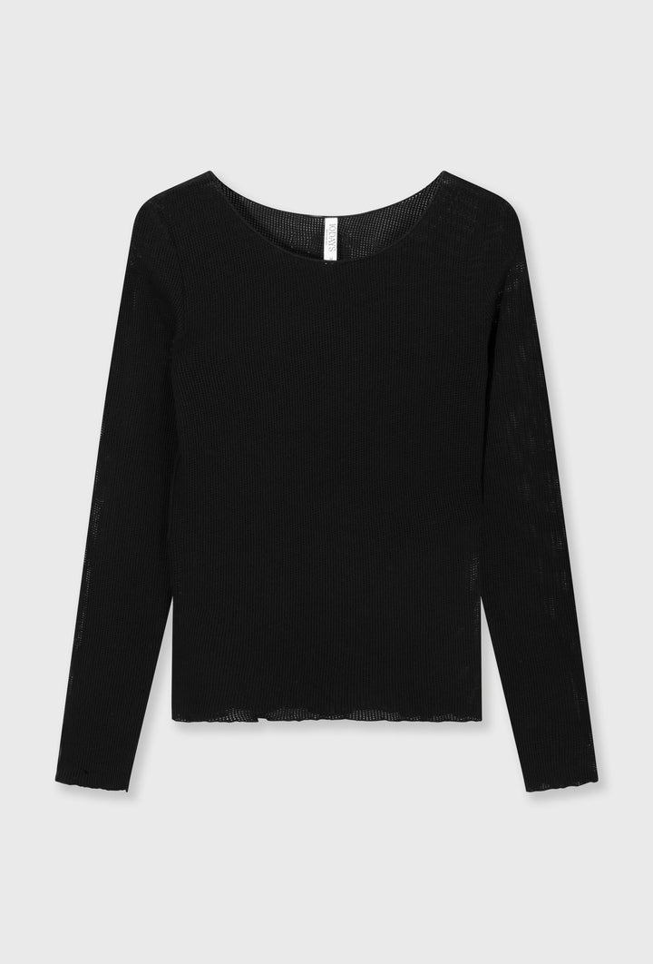 Delikatnie siateczkowa bluzka z długim rękawem