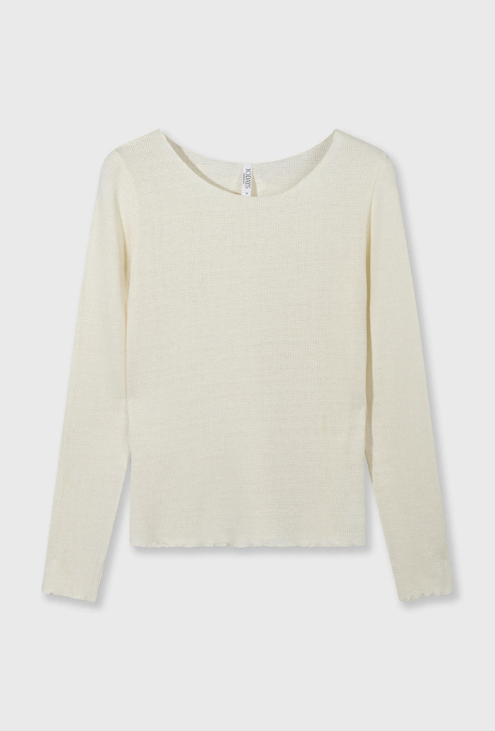 Lekka, delikatnie siateczkowa bluzka w kolorze ecru