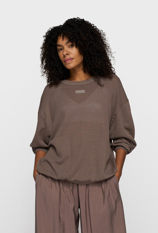 Luźna bluza o sportowym charakterze w kolorze taupe