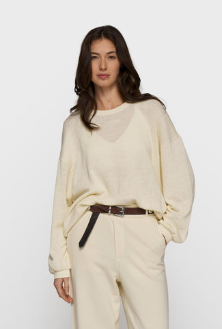 Lekka bluza z siateczkowej dzianiny w kolorze ecru