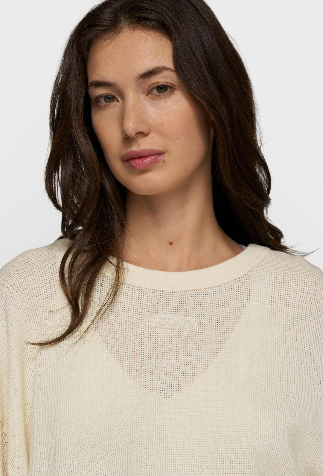 Lekka bluza z siateczkowej dzianiny w kolorze ecru
