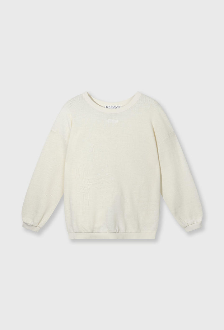 Lekka bluza z siateczkowej dzianiny w kolorze ecru