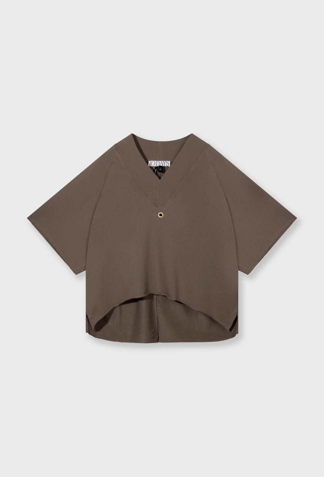 Bluza z dekoltem "V", z krótkim rękawem w kolorze brązowym