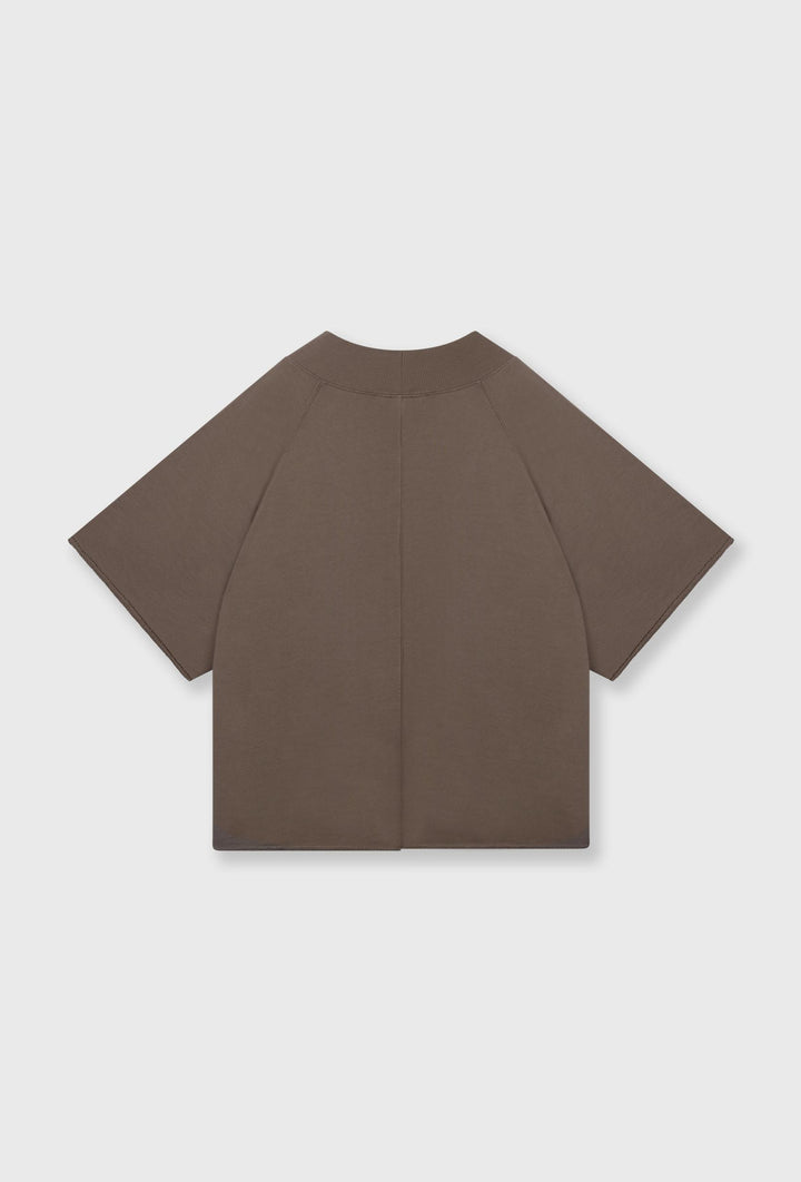 Bluza z dekoltem "V", z krótkim rękawem w kolorze brązowym