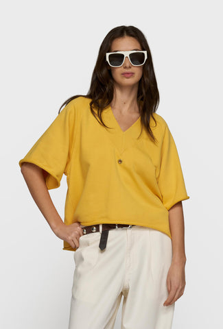 Bluza z krótkim rękawem w soczystym żółtym kolorze