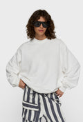 Biała bawełniana bluza oversize z aplikacją na plecach