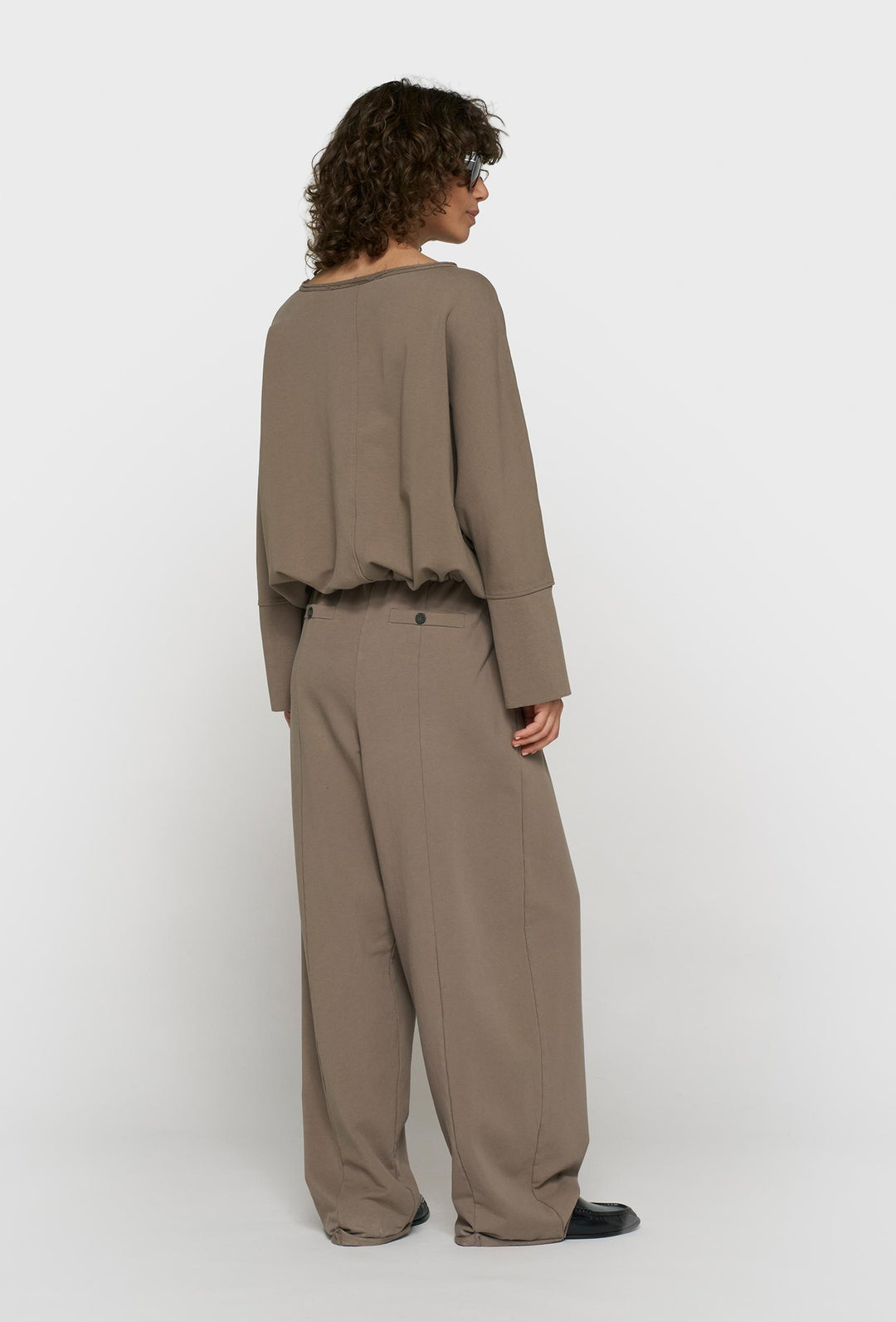 Taupe bluza z regulowanym marszczonym dołem