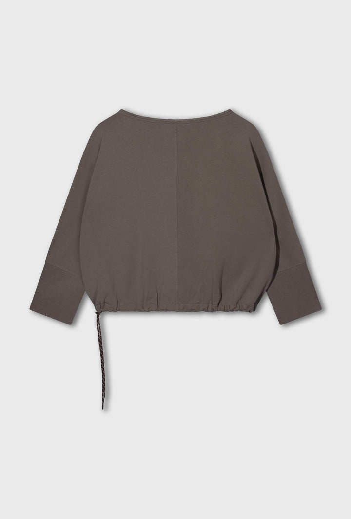 Taupe bluza z regulowanym marszczonym dołem