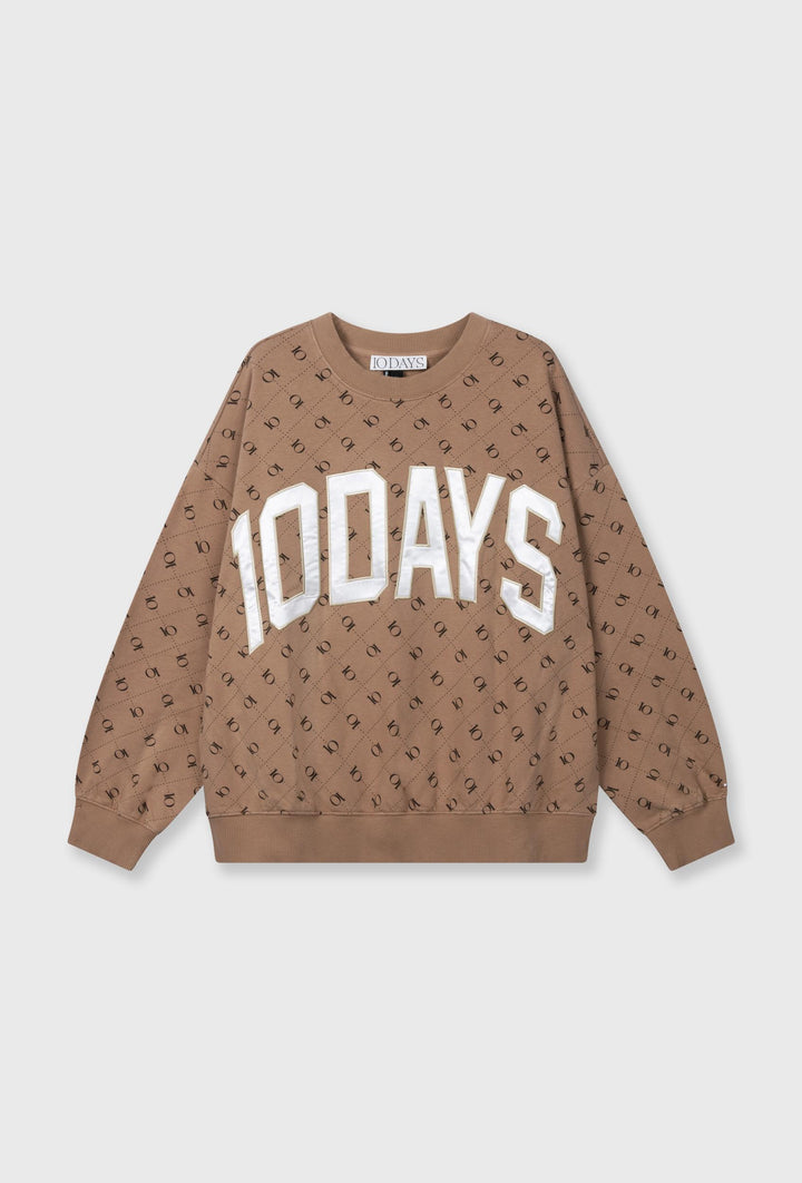Brązowa bluza oversize z monogramem i dużym logo 10DAYS