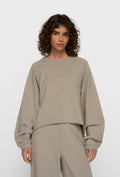 Bawełniana bluza oversize z asymetrycznym dołem taupe