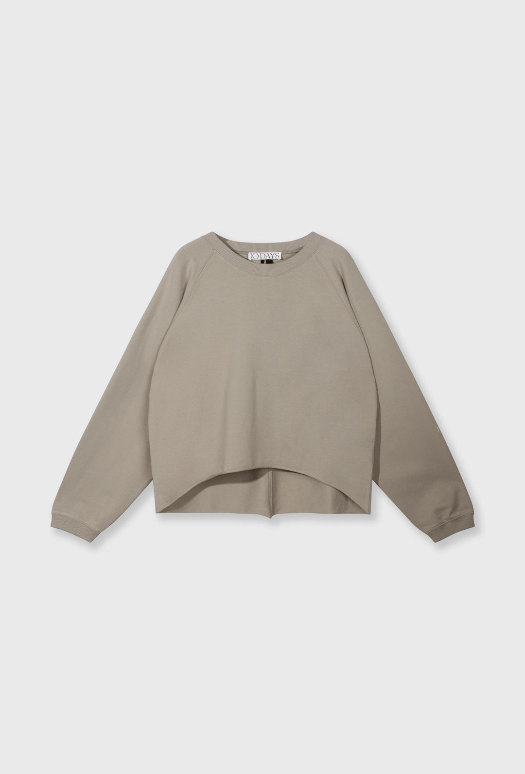 Bawełniana bluza oversize z asymetrycznym dołem taupe