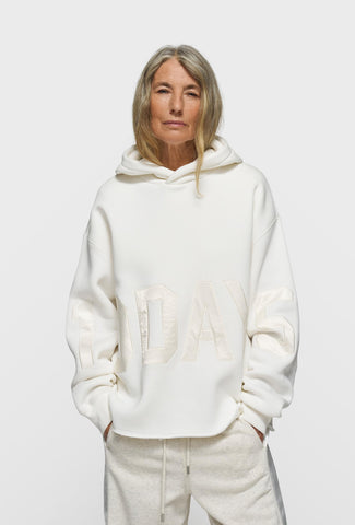 Kremowa bluza z kapturem z aplikacją „10DAYS”