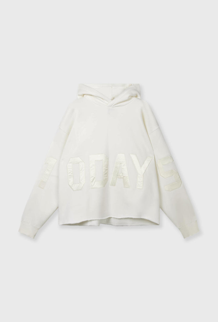 Kremowa bluza z kapturem z aplikacją „10DAYS”