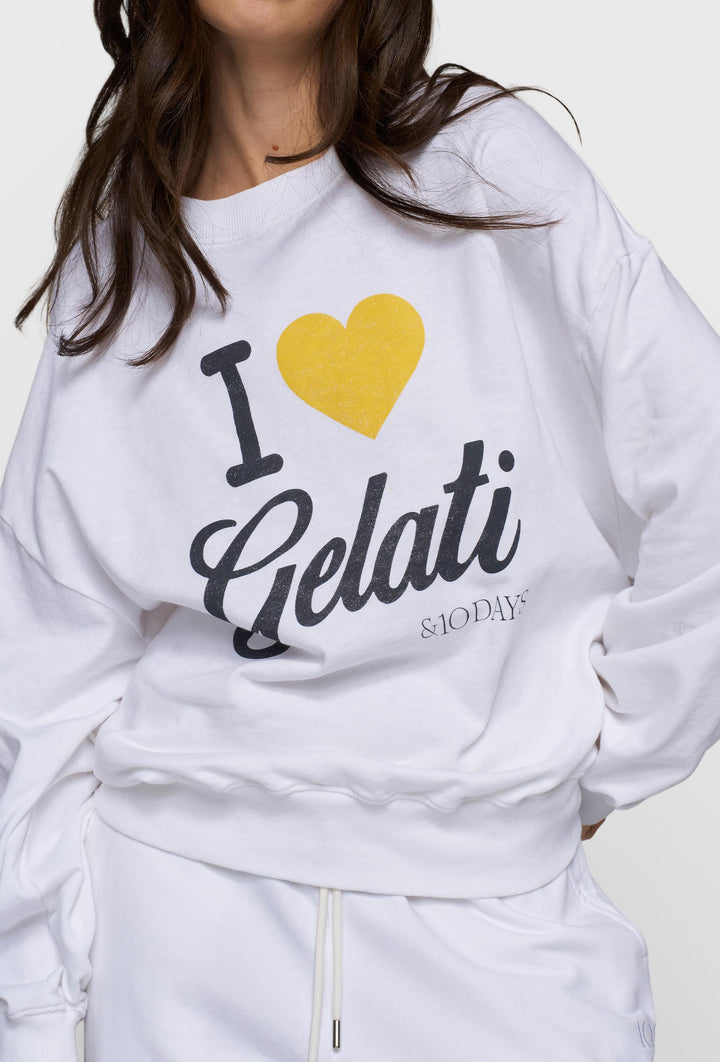 Bluza damska 10DAYS „I Love Gelati” w białym kolorze o oversizowym fasonie