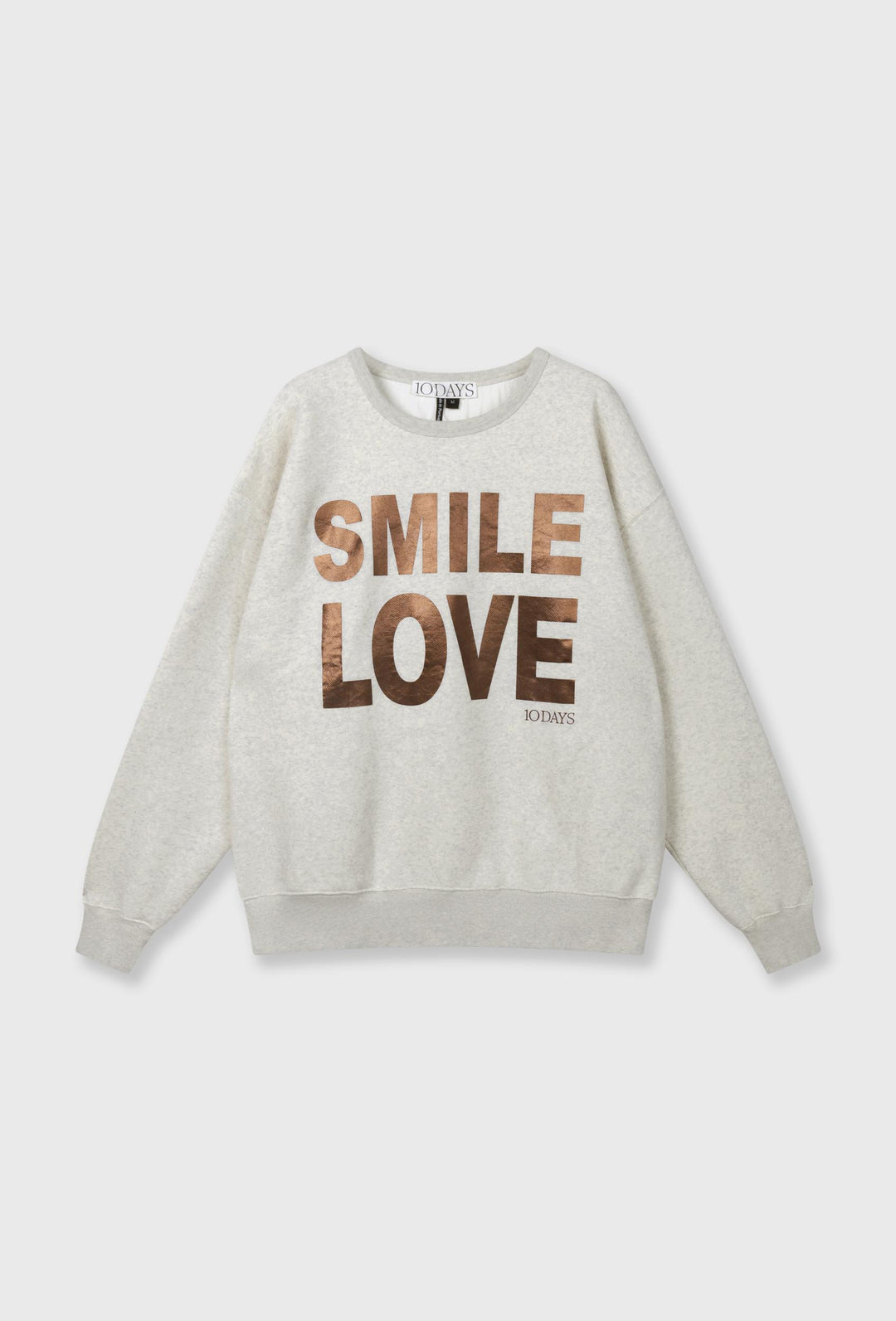 Beżowa bluza z metalicznym nadrukiem SMILE LOVE