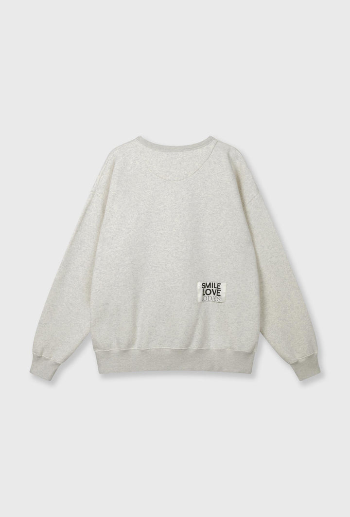 Beżowa bluza z metalicznym nadrukiem SMILE LOVE