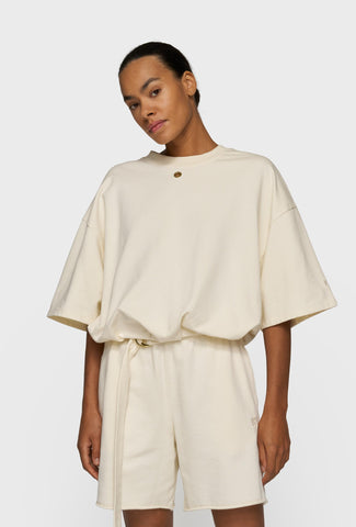 Oversizowa bluza z krótkim rękawem w kolorze ecru