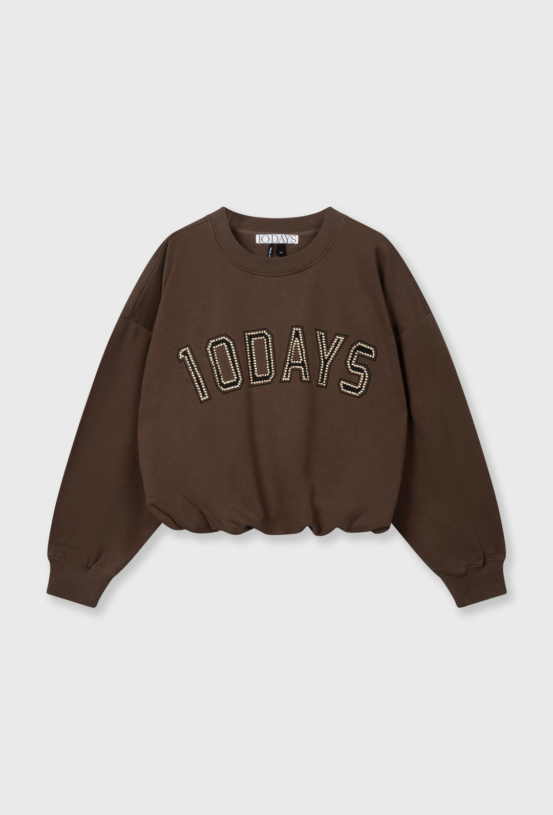 Brązowa bluza z aplikacją „10DAYS” i ozdobnymi nitami