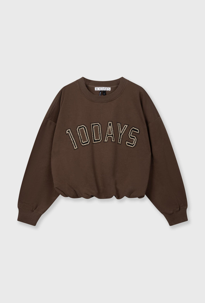 Brązowa bluza z aplikacją „10DAYS” i ozdobnymi nitami