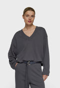 Bluza damska 10DAYS oversize z dekoltem V i haftem na plecach