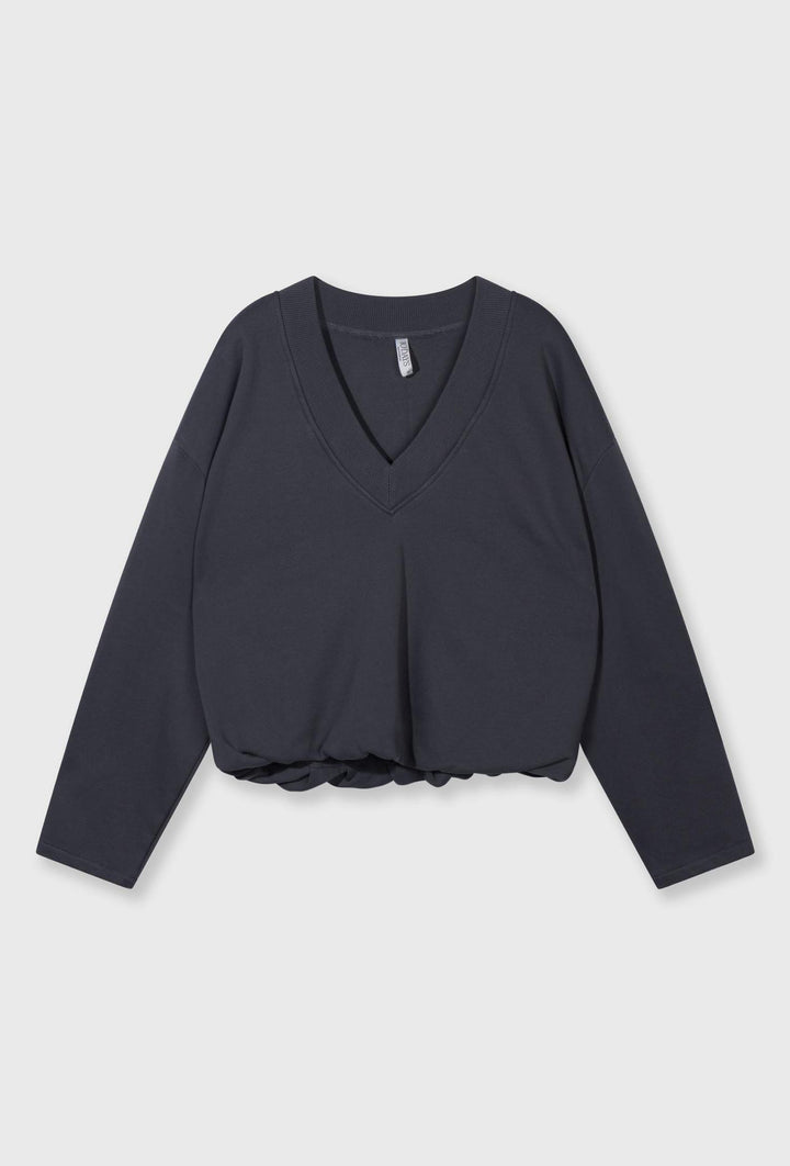 Bluza damska 10DAYS oversize z dekoltem V i haftem na plecach