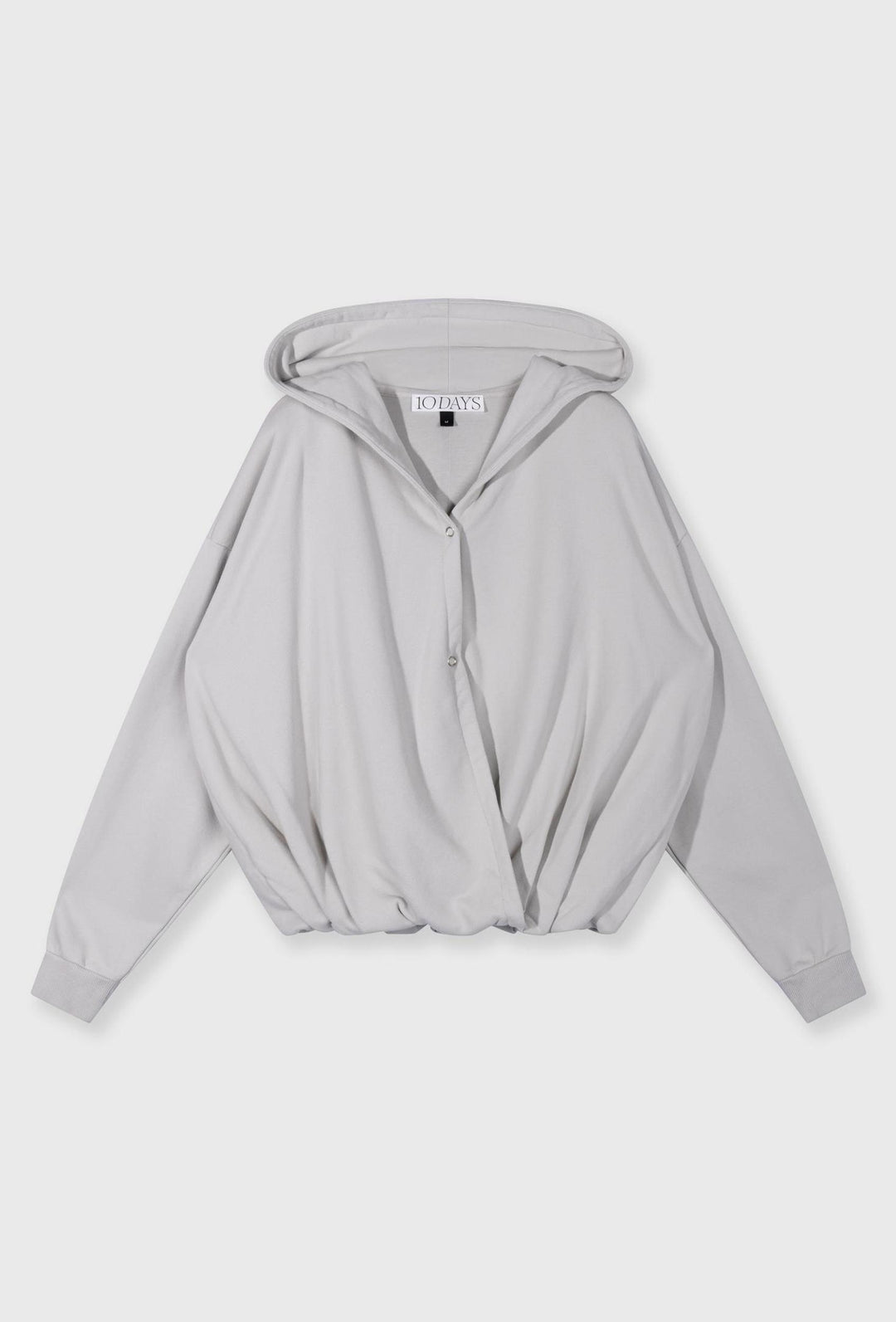 Jasnoszara bluza damska 10DAYS z kapturem i zatrzaskami