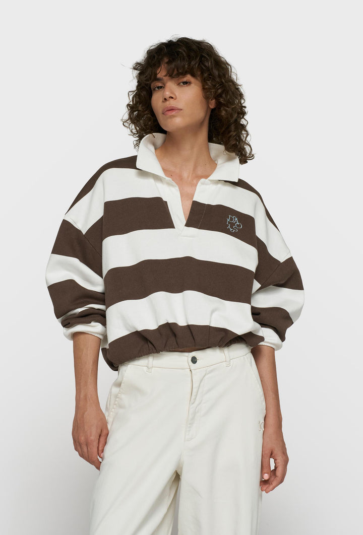 Pasiasta bluza rugby o swobodnym kroju